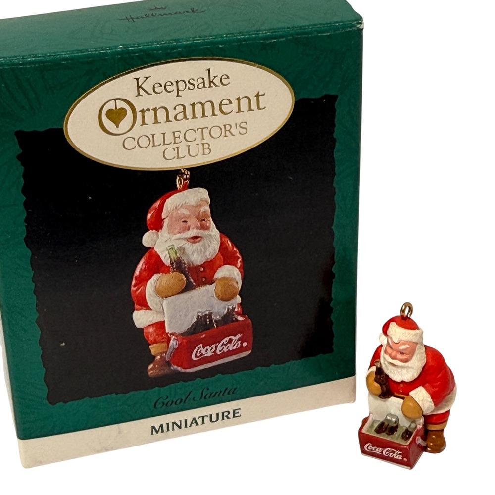Hallmark Keepsake 1993 Coca-Cola‎ Cool Santa Miniature Ornament QXC4457 Red Box
